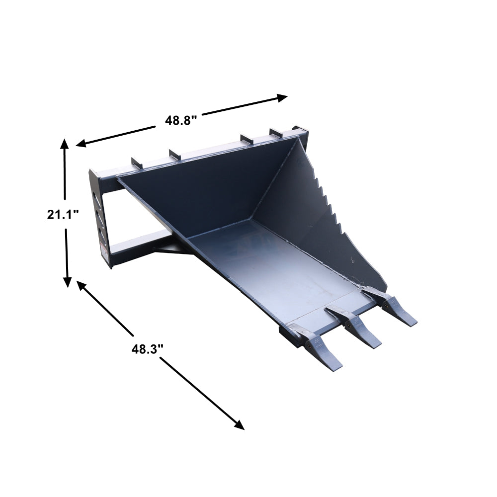 Landy Attachments Stump Bucket,Serrated Leading Edge,3 Teeth,for Skid Steer Quick Attach,Used in Construction, Landscaping, Farming and Forestry