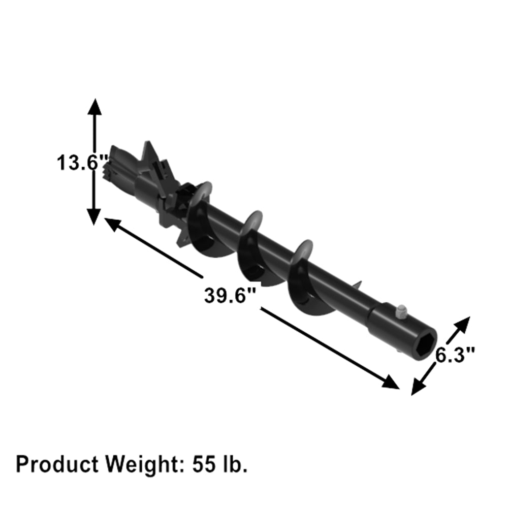 Landy Attachments 6" Diameter Compact Auger 36" Depth for Diggers Shaft & Dual-Bolt Connection, Replaceable Edges - 0