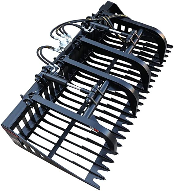 Landy Attachments 72" Light Duty Rock Grapple Bucket with Teeth for Skid Steer Attachment Quick Attach - 0
