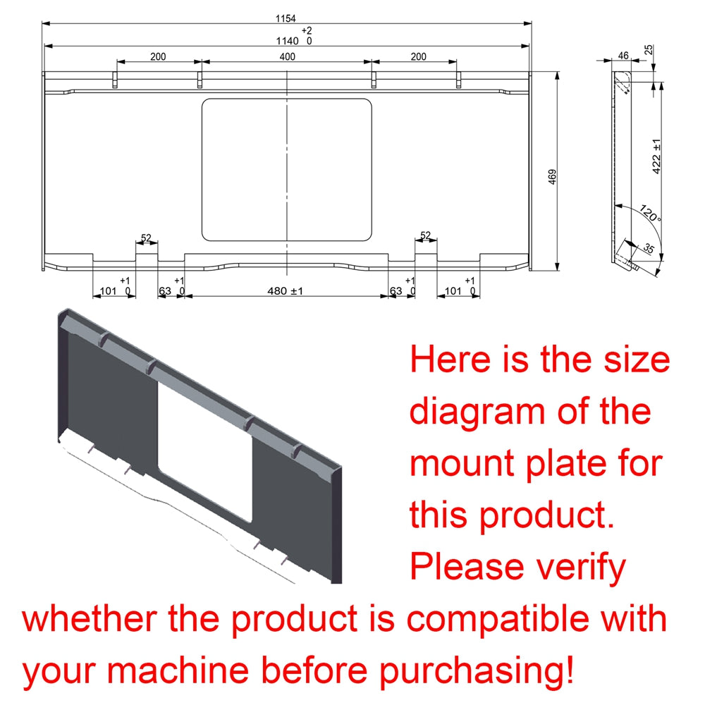 Landy Attachments 280Lt Volume Skid Steer Concrete Mixer Bucket Attachment, Universal Quick tach Mount Plate