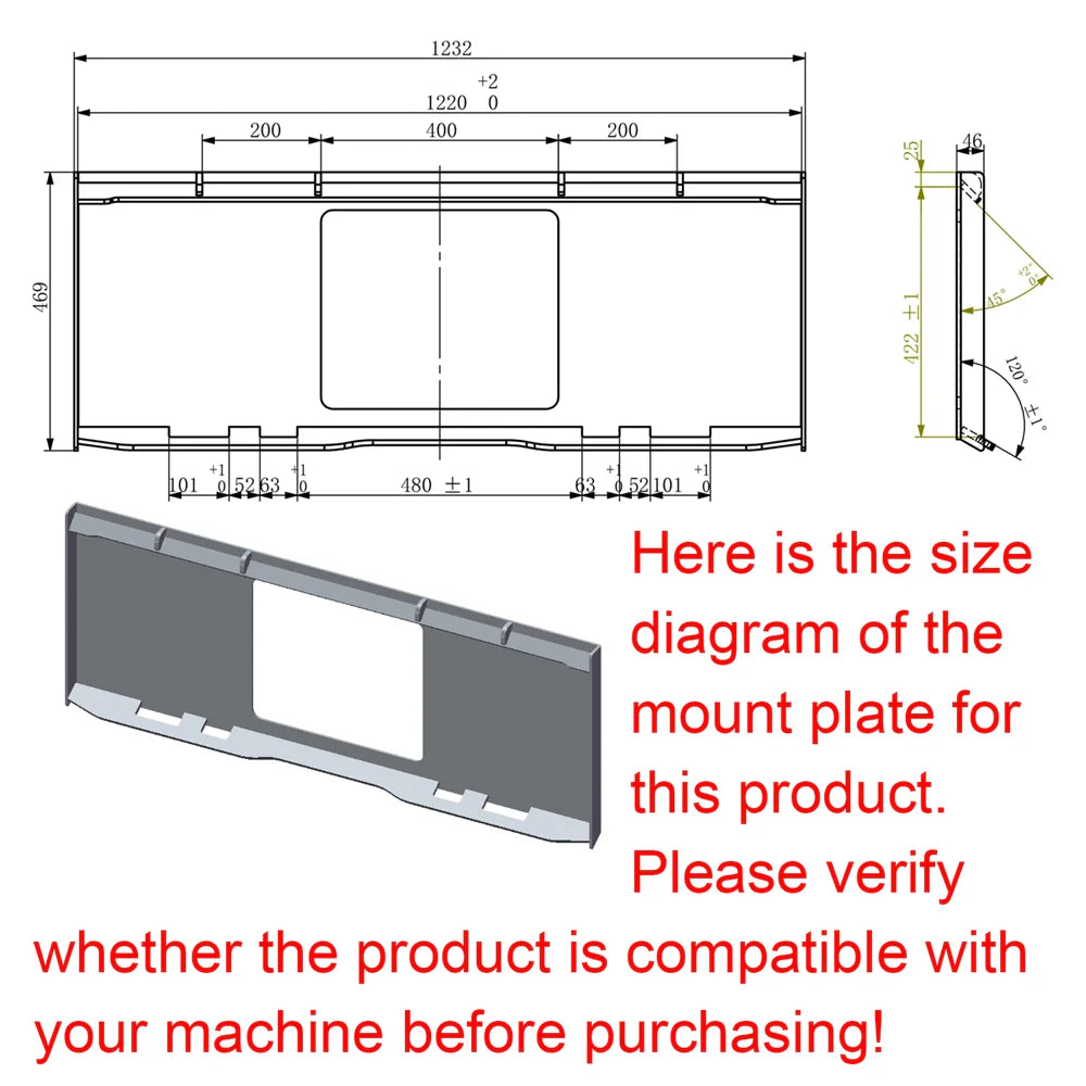 Landy Attachments 550Lt Volume Skid Steer Concrete Mixer Bucket Attachment, Universal Quick tach Mount Plate